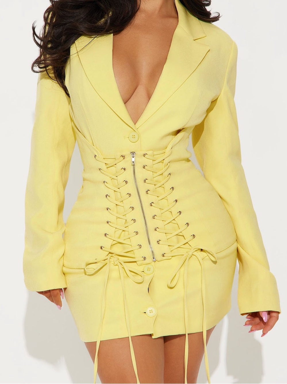 Fashion Nova Nadine Blazer Mini Dress Size XS Yellow